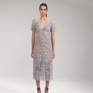 Self-Portrait  embroidered V-neck dress